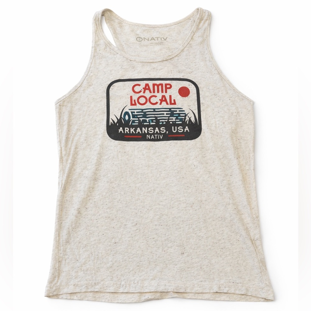 Beige Graphic Tank Top Nativ Arkansas Size Medium
